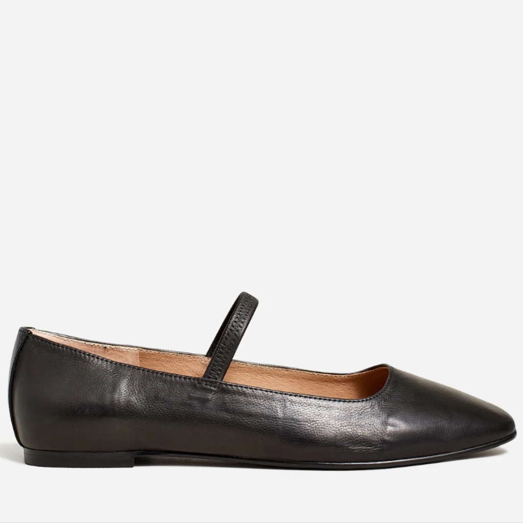 Madewell The Greta Ballet Flat In Leather - True Black